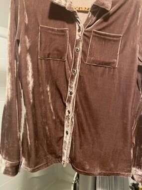 Zara Velvet Button-Down Shirt medium